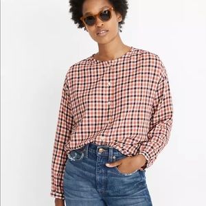 Madewell | Meadow Plaid Check High Low Shirt | S